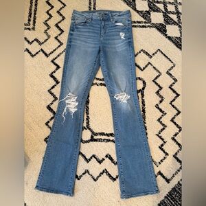 American Eagle Outfitters High Rise Distressed Flare Jeans